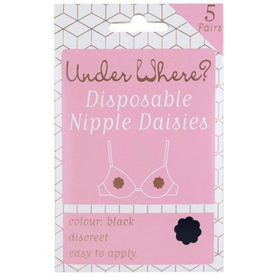 Under Where? Disposable Nipple Daisies (5 Pairs) - Black