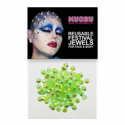 UV Green Diamantes - Iridescent Face & Body Gems 4mm
