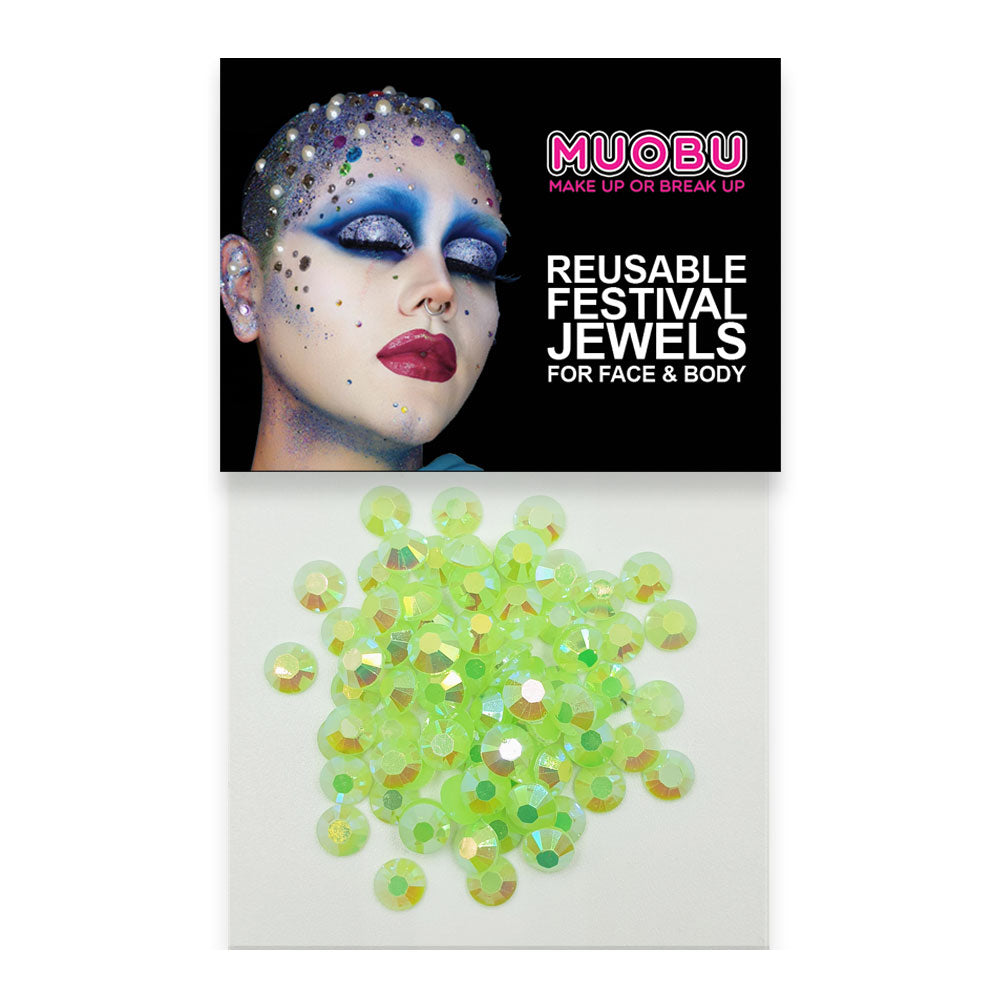 UV Lime Green Diamantes - Iridescent Face & Body Gems 6mm