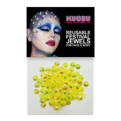 UV Yellow Diamantes - Iridescent Face & Body Gems 4mm