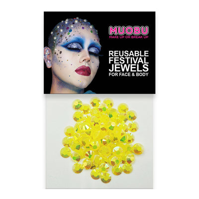 UV Yellow Diamantes - Iridescent Face & Body Gems 6mm