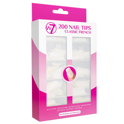 The W7 Nail Tips kit in Classic French is the perfect solution whenever you want to create a beautiful DIY manicure - without paying salon prices. These square nail tips are made of durable, high-quality acrylic that can be cut to your desired size. They are supplied in assorted sizes, so you can find the perfect fit for every finger! The French style is classic and elegant with a smooth, rounded shape. The easy application makes these tips a must-have for any home manicurist.