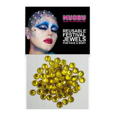 Yellow Diamantes - Clear Face & Body Gems 6mm